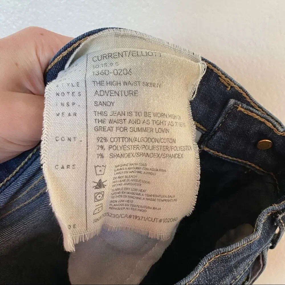 Current Elliott High Waist Skinny Adventure Jeans Size 25